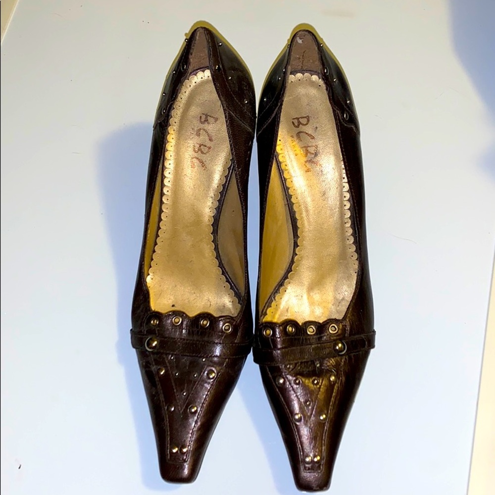 BCBG kitten heels in brown chrome